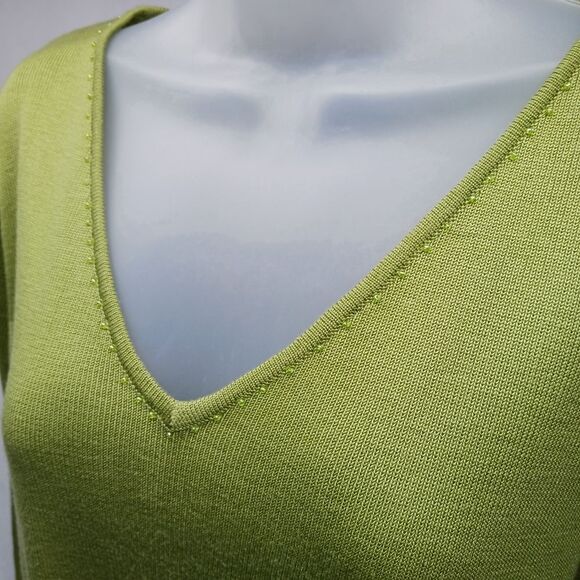 Requirements Beaded Acrylic V-Neck Pullover Sweater Lightweight Womans 1X. Green - Picture 7 of 15